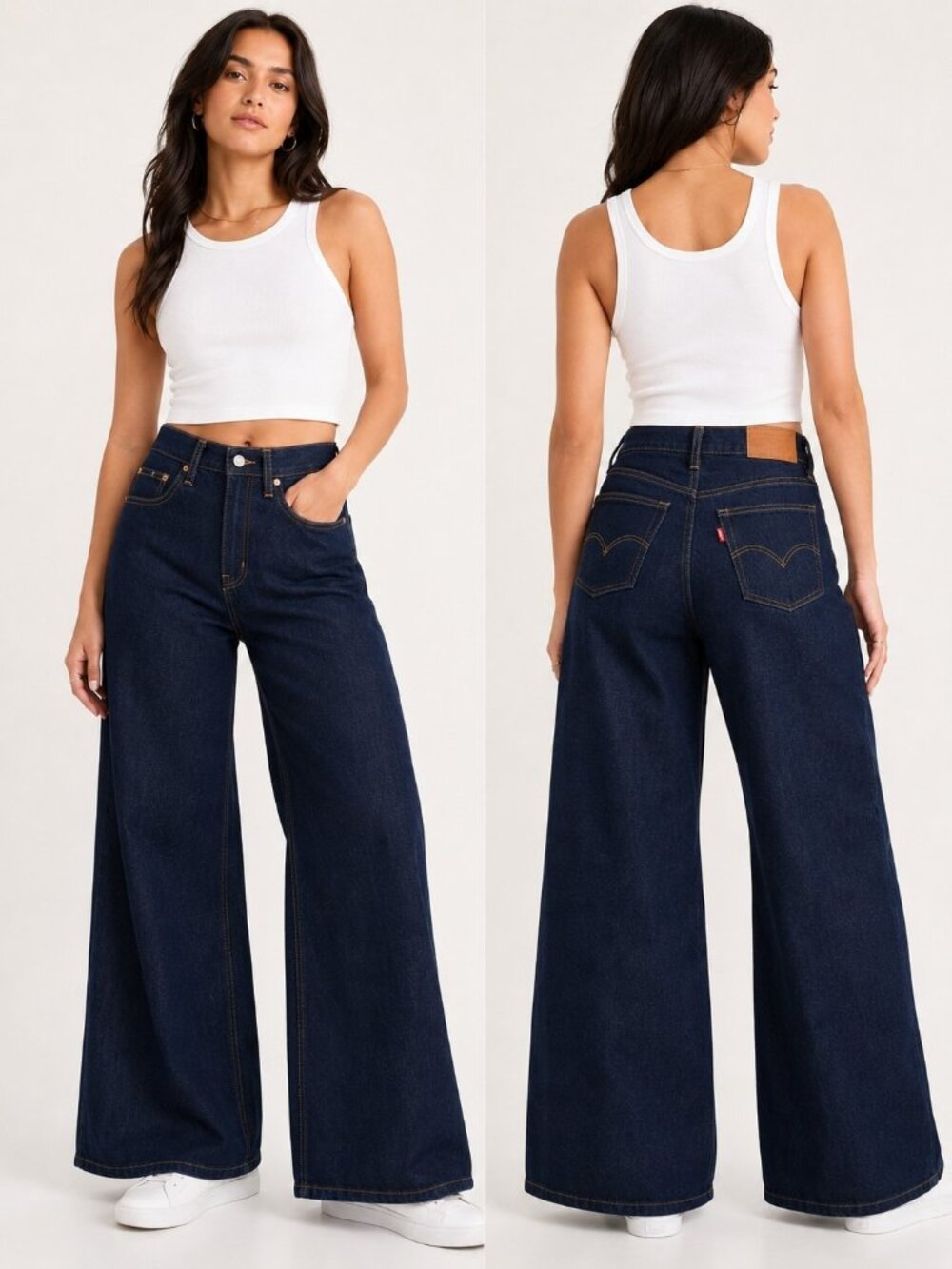 Levi's 728 High Rise Wide Leg Jeans Women's 24x32 Dark Wash NWT. Wl424